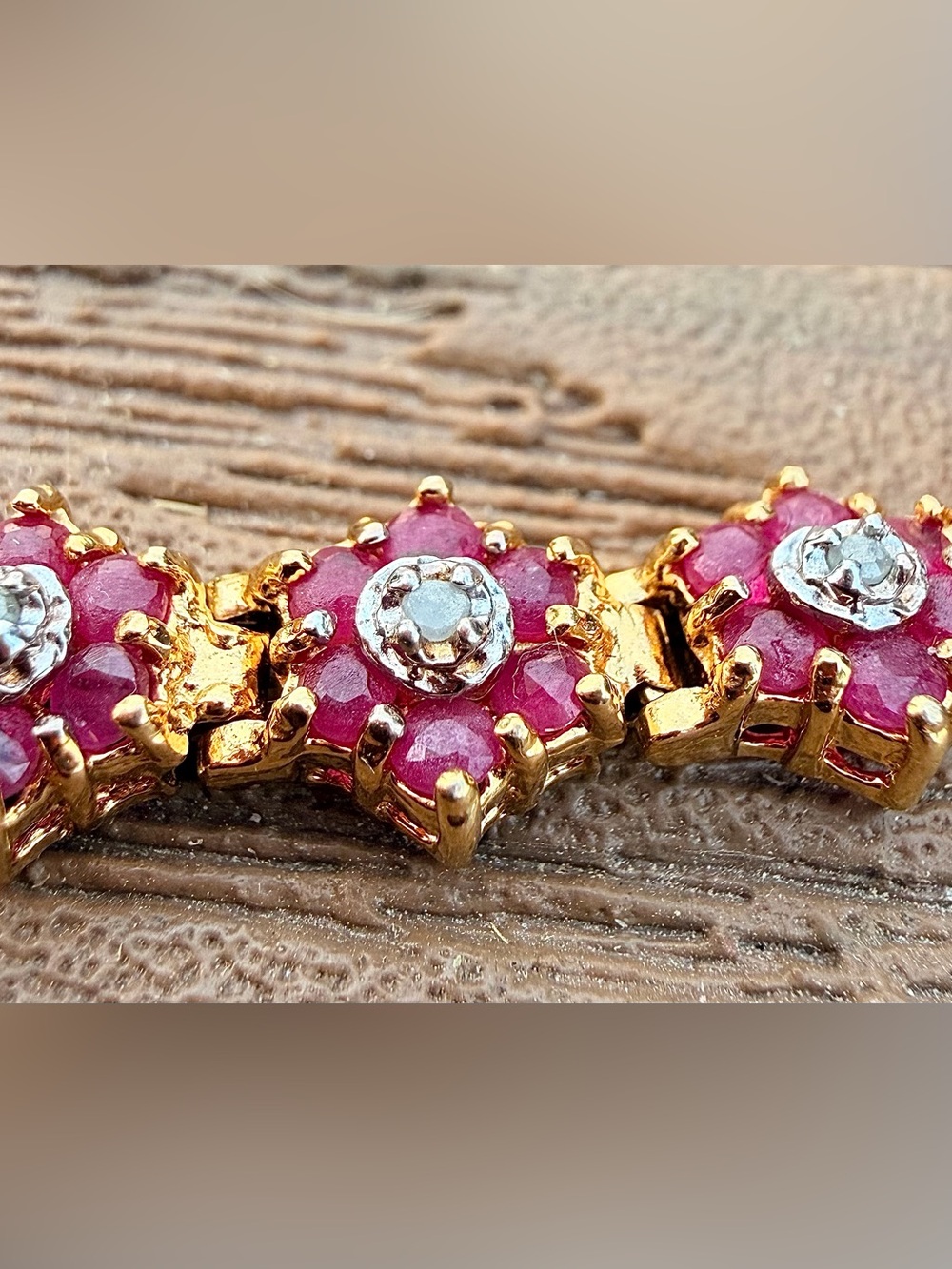 9 CTW AA Ruby & Diamond Bracelet 18K Gold Plated 7 Inch - Picture 5 of 12